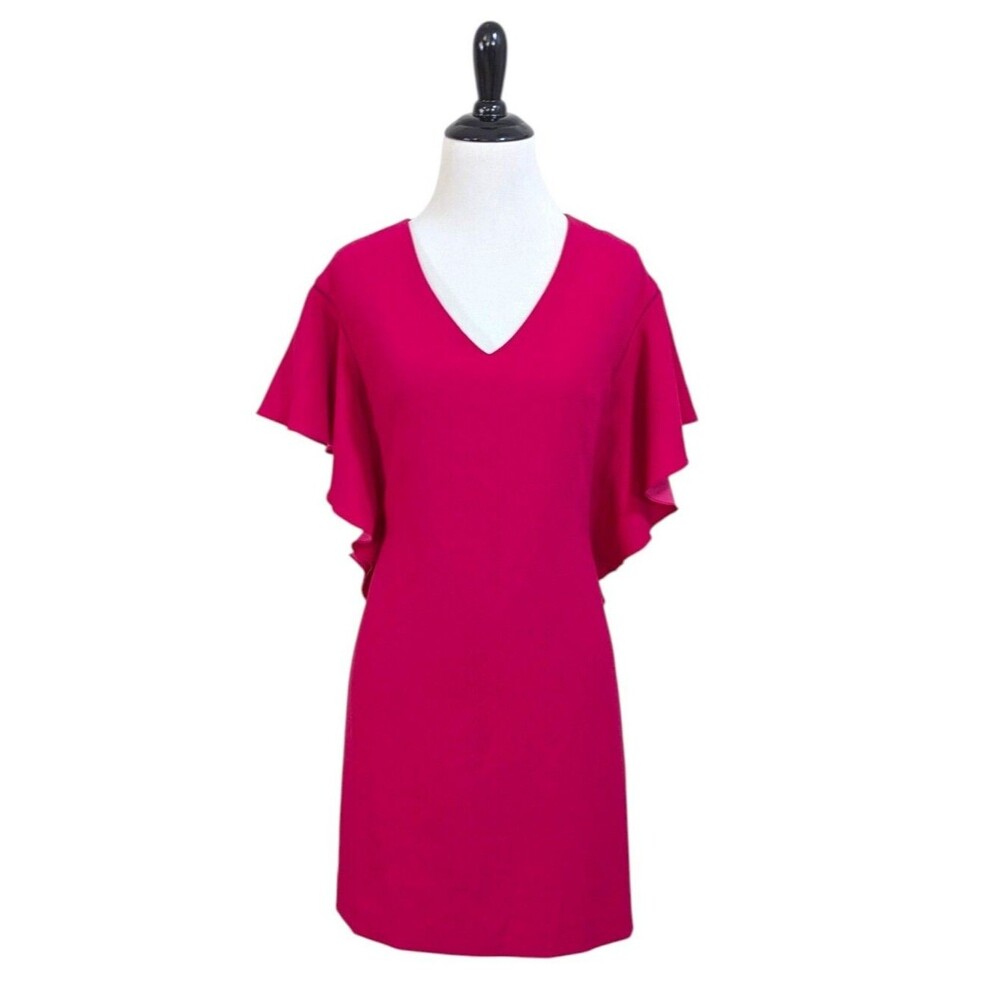 Trina Turk Flutter Sleeve Berry Pink Dress - Size Medium Womens